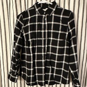 JCrew Petite M Flannel Shirt, black and white